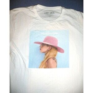 Lady Gaga 2016 Joanne Album Cover Photo In Pink Hat T Shirt Size XL Pre-Loved